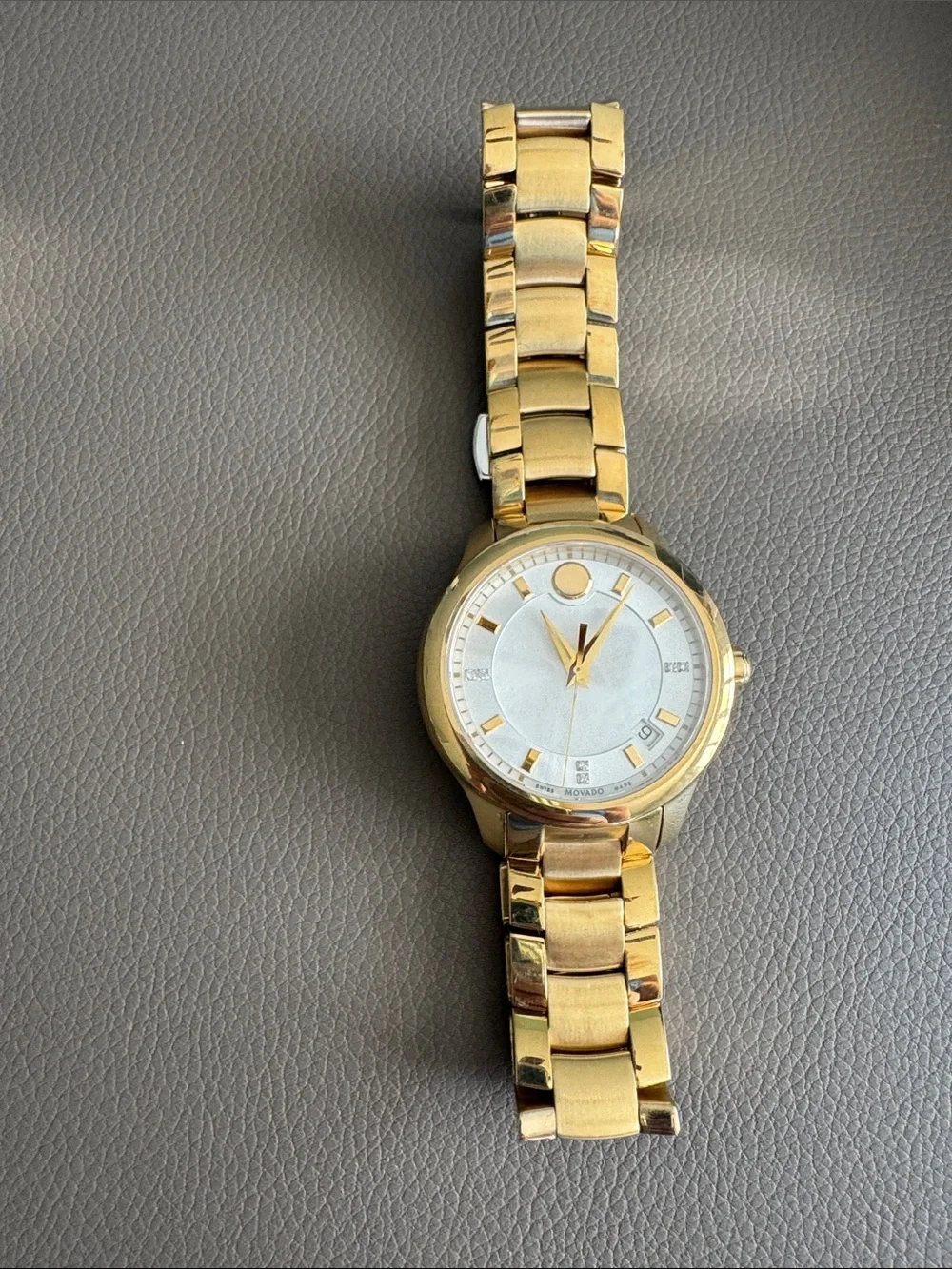 Movado Bellina Gold-Tone Women's Bracelet Watch with Mother of pearl Dial